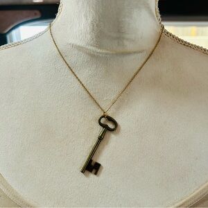 Handcrafted vintage brass skeleton key pendant on chain necklace